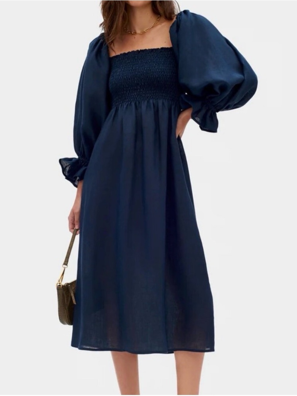Sleeper Atlanta Linen Dress in Navy